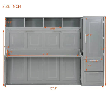 Aosom Murphy Wall Bed Murphy Bed with Storage and Closet - Available in 2 Sizes and 2 Colours