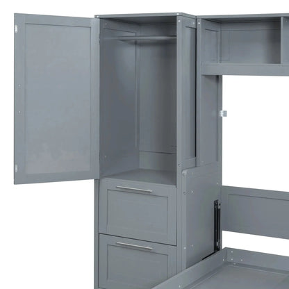 Aosom Murphy Wall Bed Murphy Bed with Storage and Closet - Available in 2 Sizes and 2 Colours