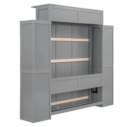 Aosom Murphy Wall Bed Murphy Wall Bed with Storage Shelves and LED Lights - Available in 2 Sizes and 2 Colours