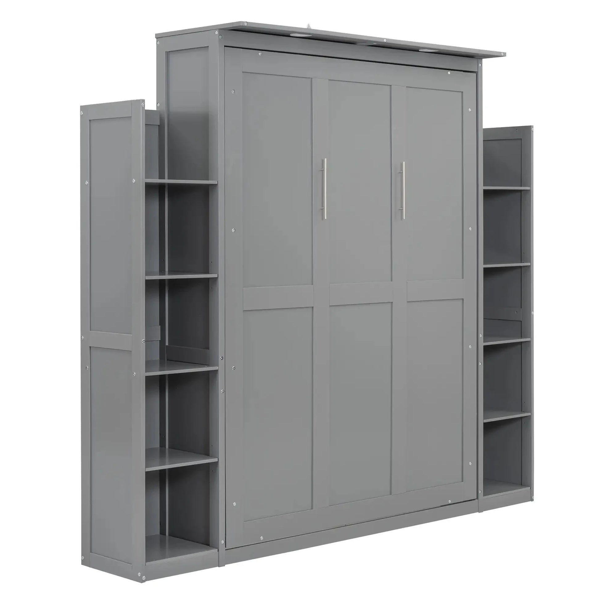 Aosom Murphy Wall Bed Murphy Wall Bed with Storage Shelves and LED Lights - Available in 2 Sizes and 2 Colours