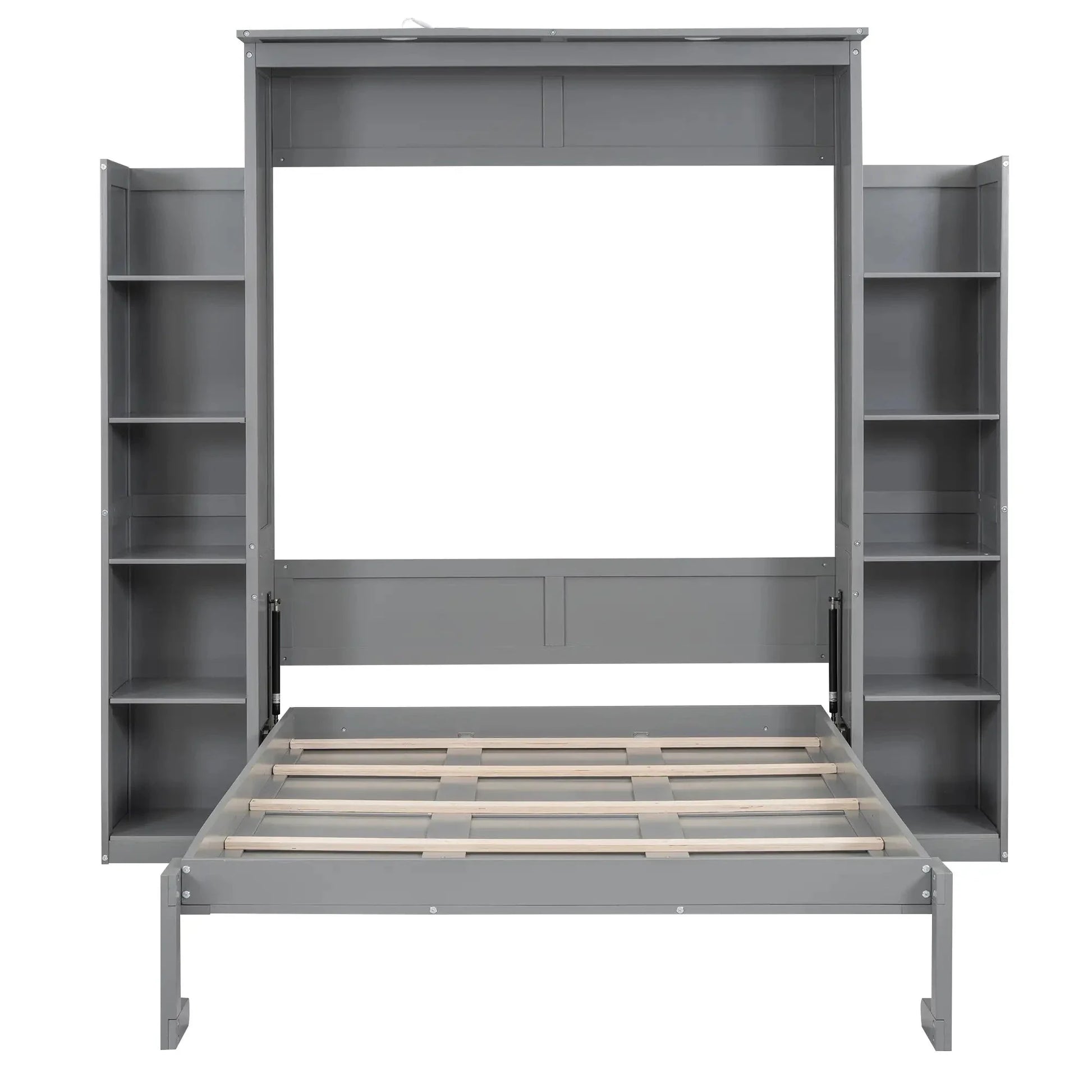Aosom Murphy Wall Bed Murphy Wall Bed with Storage Shelves and LED Lights - Available in 2 Sizes and 2 Colours