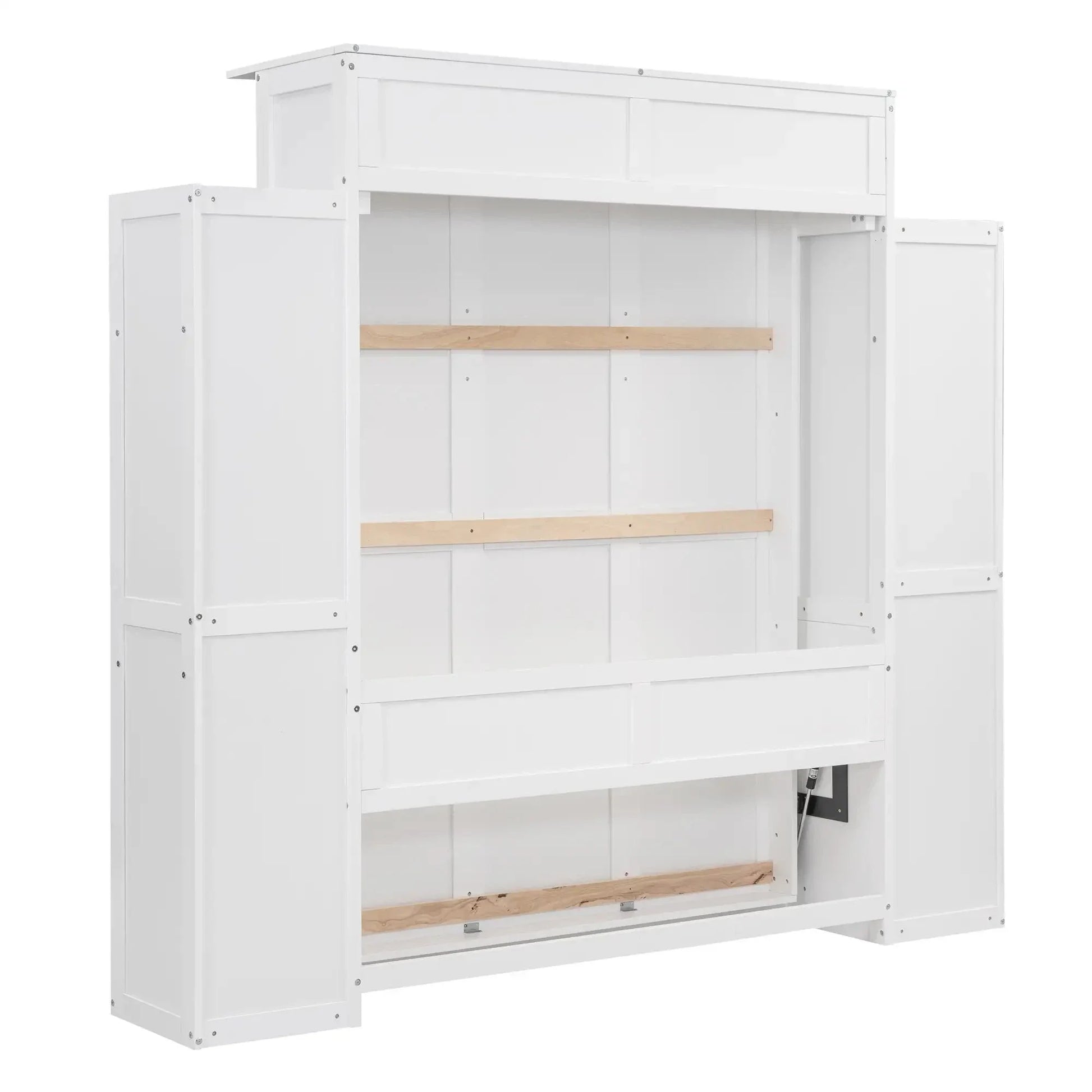 Aosom Murphy Wall Bed Murphy Wall Bed with Storage Shelves and LED Lights - Available in 2 Sizes and 2 Colours