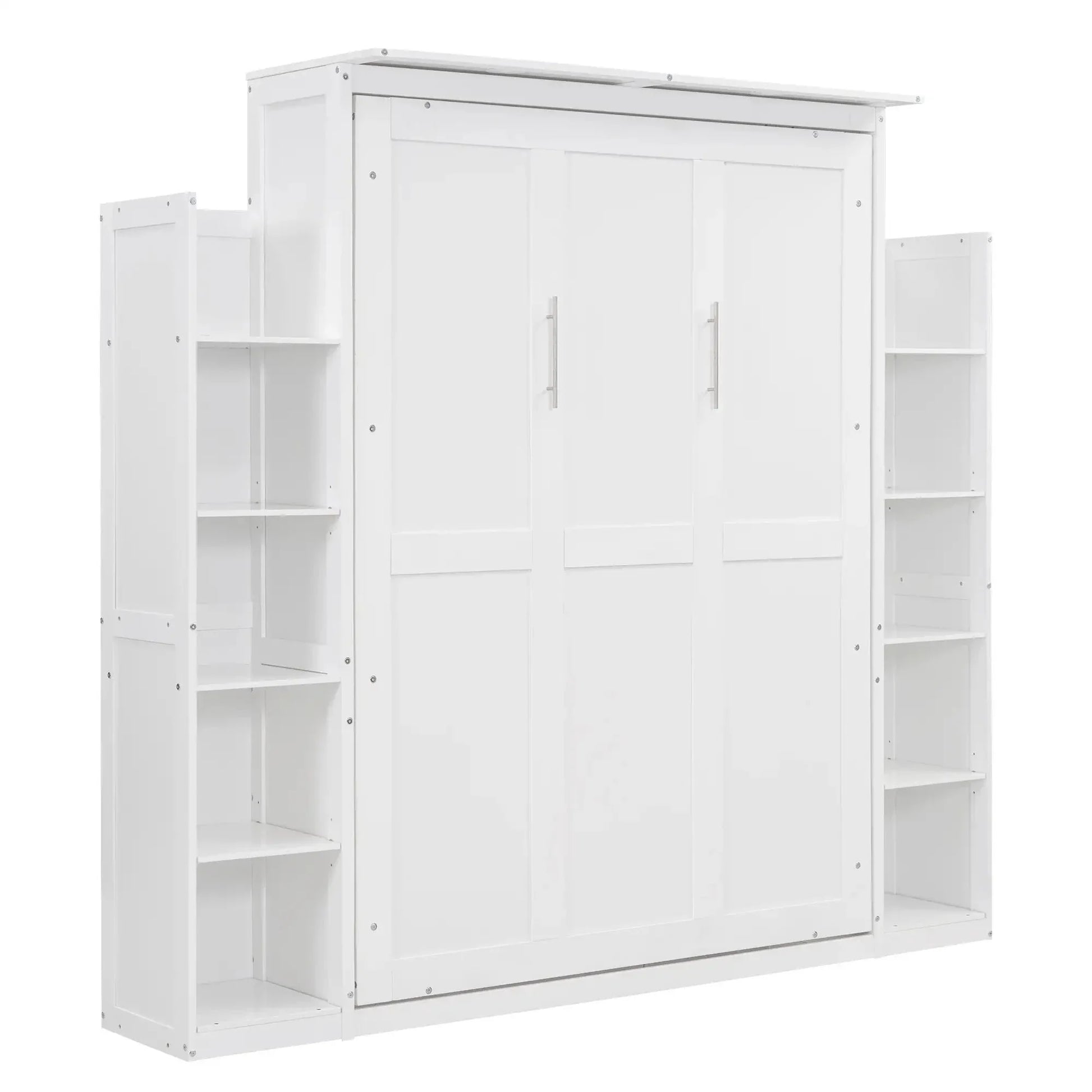 Aosom Murphy Wall Bed Murphy Wall Bed with Storage Shelves and LED Lights - Available in 2 Sizes and 2 Colours