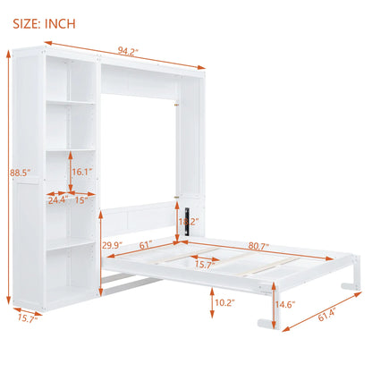 Aosom Murphy Wall Bed Murphy Wall Bed with Storage Shelves - Available in 2 Sizes and 2 Colours