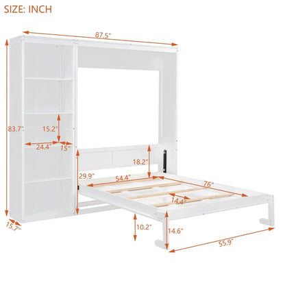 Aosom Murphy Wall Bed Murphy Wall Bed with Storage Shelves - Available in 2 Sizes and 2 Colours