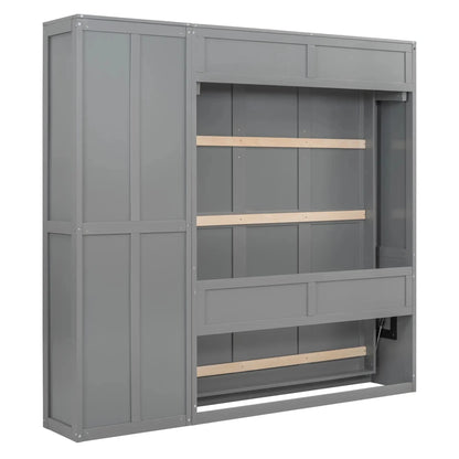 Aosom Murphy Wall Bed Murphy Wall Bed with Storage Shelves - Available in 2 Sizes and 2 Colours