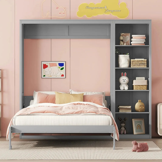Aosom Murphy Wall Bed Murphy Wall Bed with Storage Shelves - Available in 2 Sizes and 2 Colours