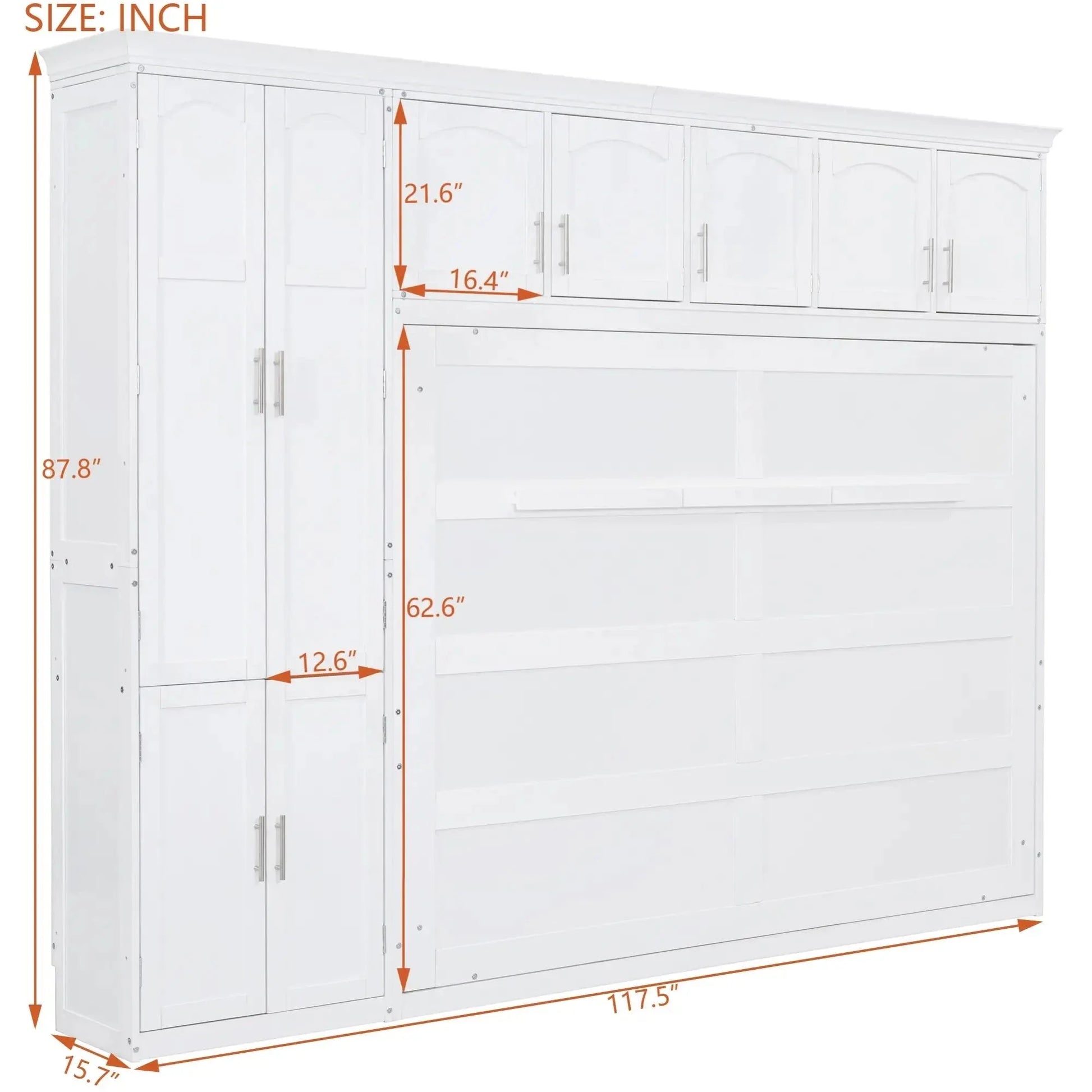 Aosom Murphy Wall Bed Queen Size Murphy Wall Bed with Storage - Available in 2 Colours
