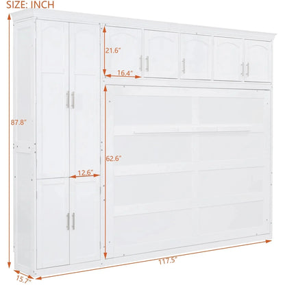 Aosom Murphy Wall Bed Queen Size Murphy Wall Bed with Storage - Available in 2 Colours