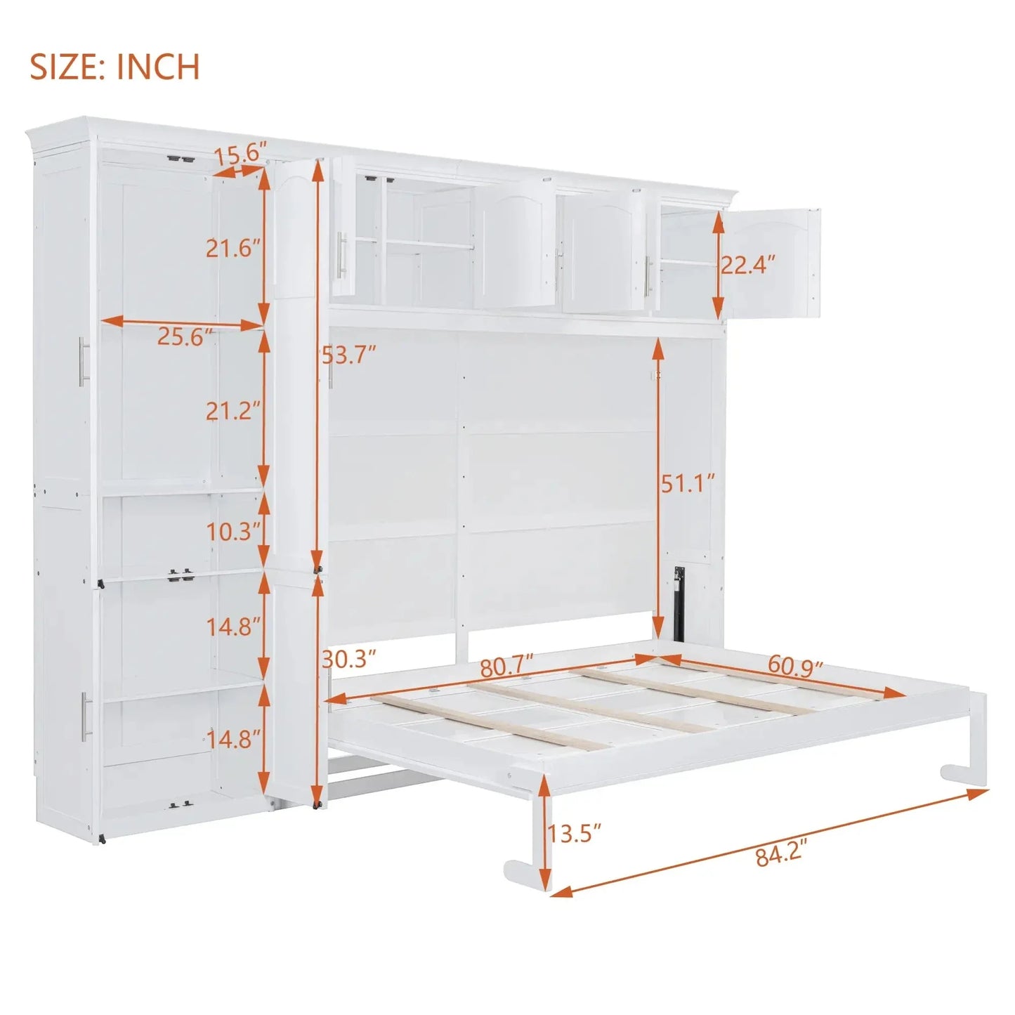 Aosom Murphy Wall Bed Queen Size Murphy Wall Bed with Storage - Available in 2 Colours