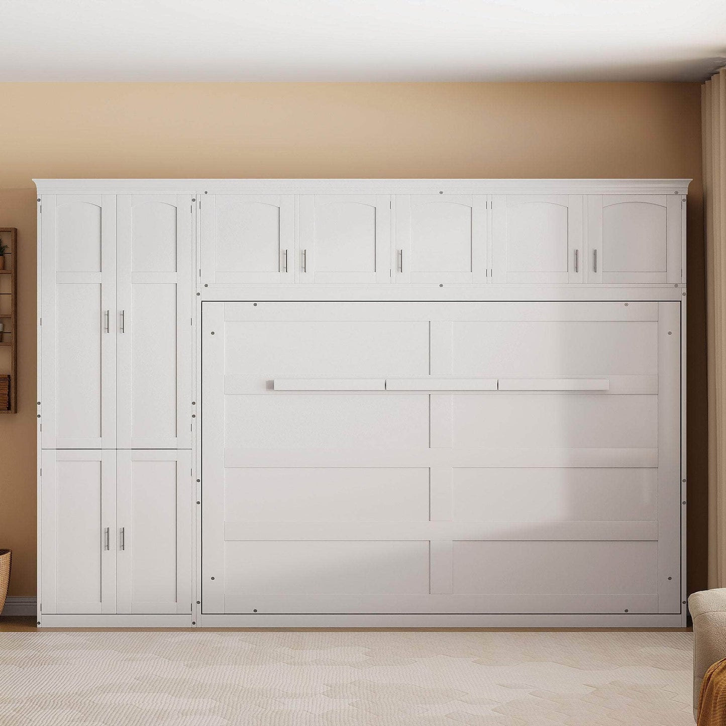 Aosom Murphy Wall Bed Queen Size Murphy Wall Bed with Storage - Available in 2 Colours