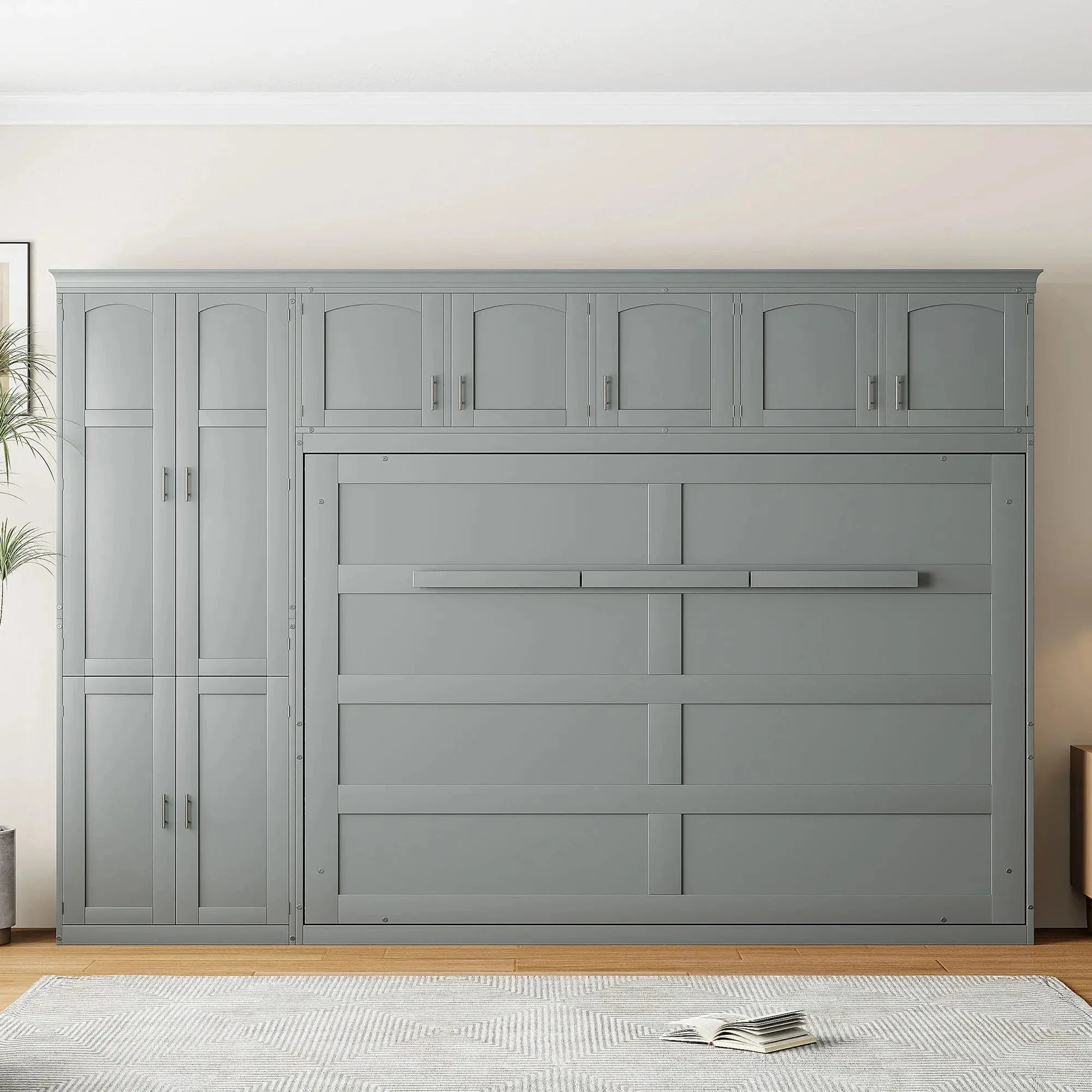 Aosom Murphy Wall Bed Queen Size Murphy Wall Bed with Storage - Available in 2 Colours