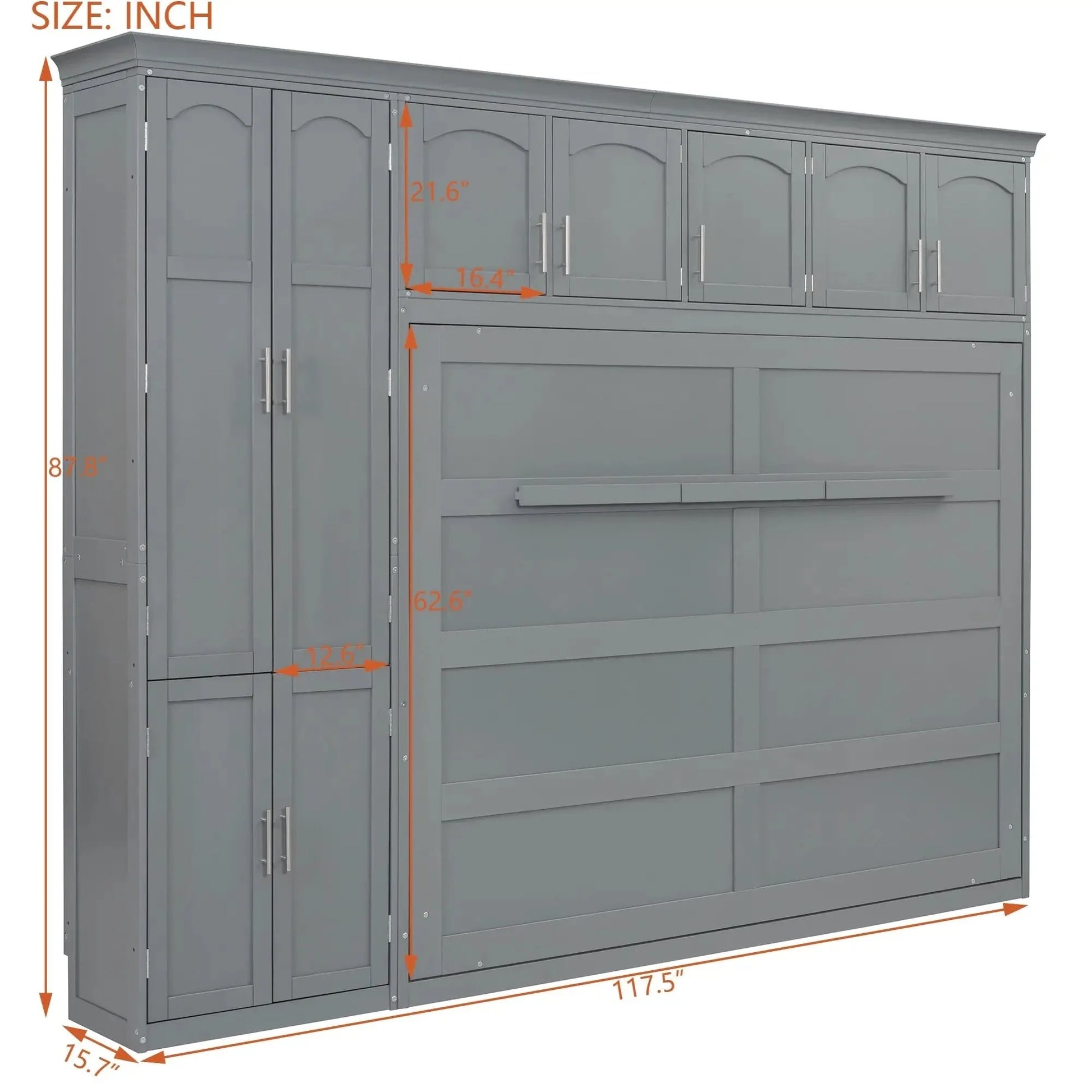 Aosom Murphy Wall Bed Queen Size Murphy Wall Bed with Storage - Available in 2 Colours