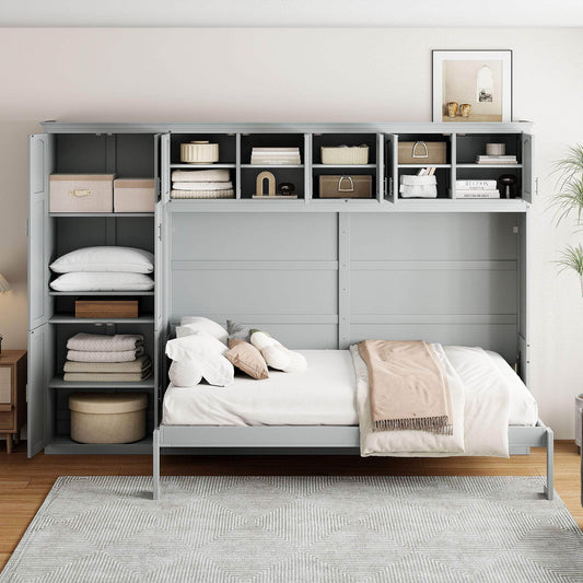 Aosom Murphy Wall Bed Queen Size Murphy Wall Bed with Storage - Available in 2 Colours