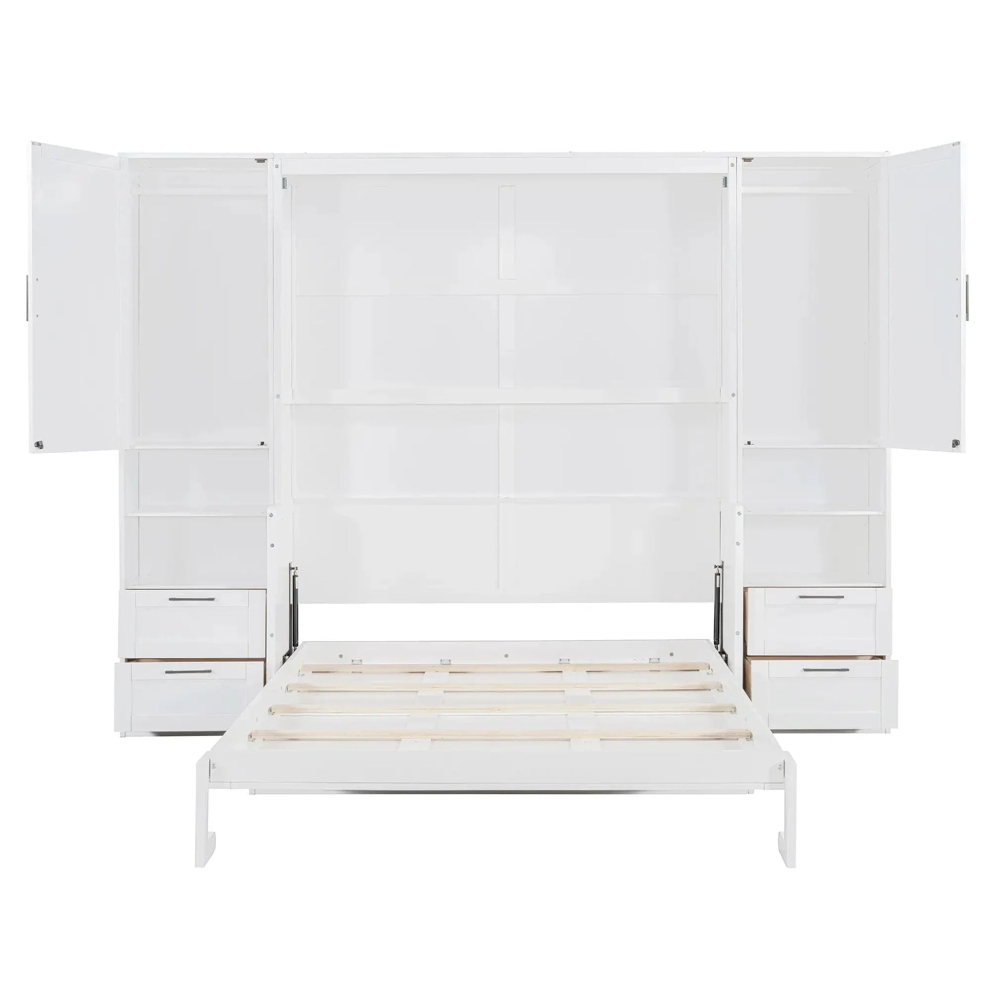 Aosom Murphy Wall Bed Queen Size Murphy Wall Bed with Storage, Drawers and Shelves - Available in 2 Colours