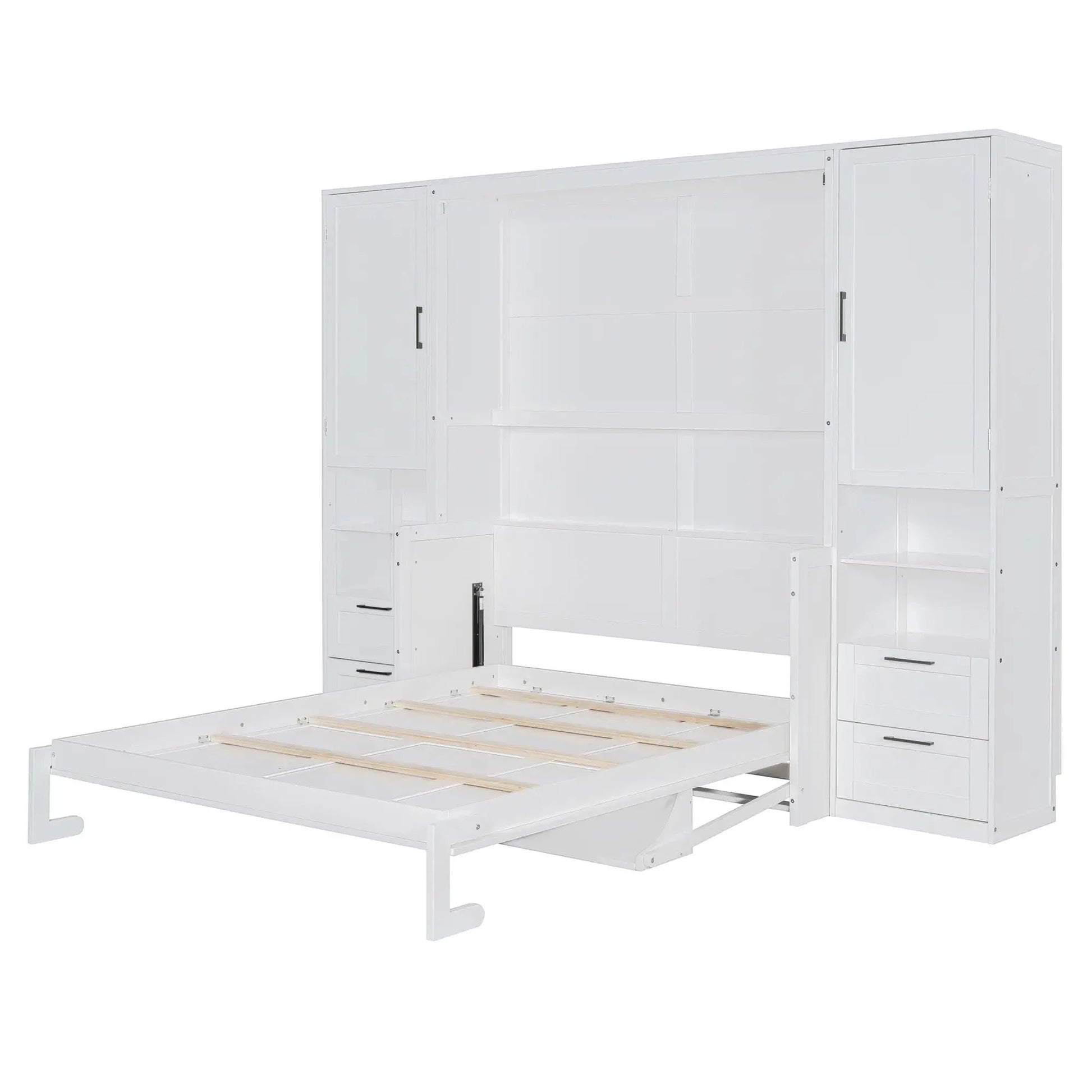 Aosom Murphy Wall Bed Queen Size Murphy Wall Bed with Storage, Drawers and Shelves - Available in 2 Colours