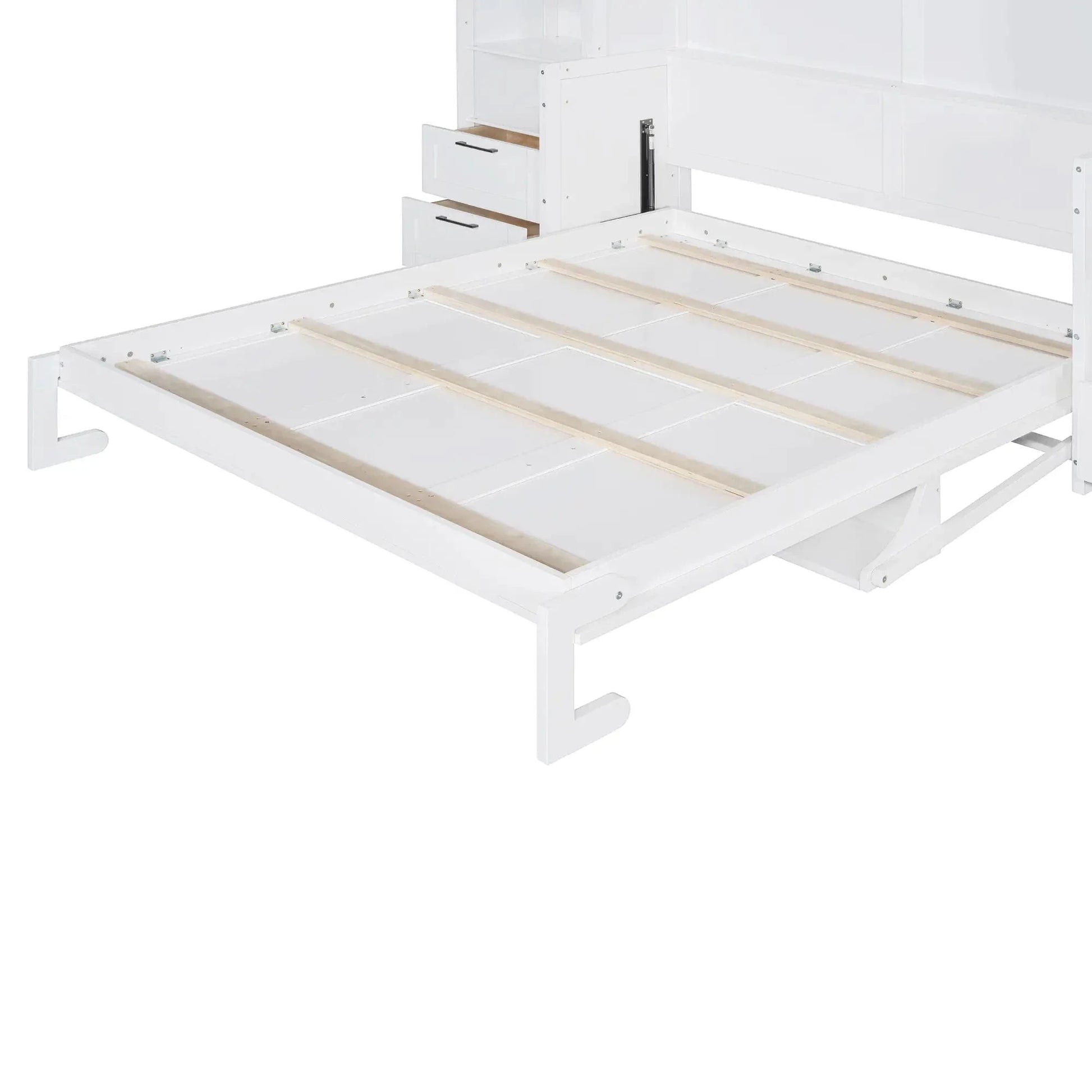 Aosom Murphy Wall Bed Queen Size Murphy Wall Bed with Storage, Drawers and Shelves - Available in 2 Colours