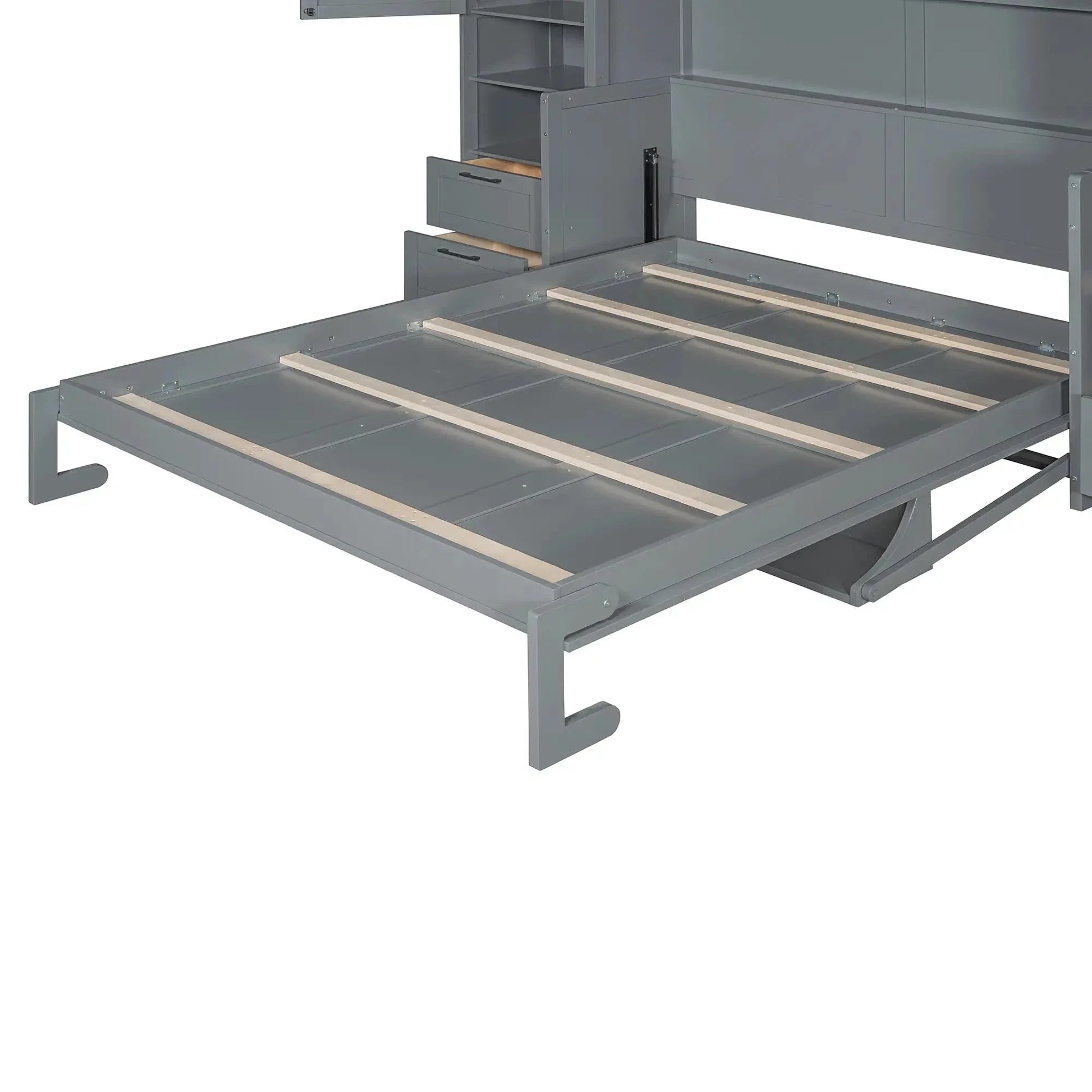 Aosom Murphy Wall Bed Queen Size Murphy Wall Bed with Storage, Drawers and Shelves - Available in 2 Colours