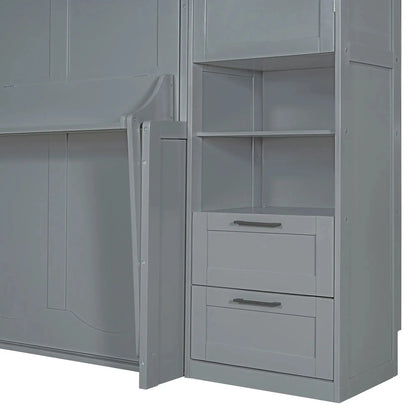 Aosom Murphy Wall Bed Queen Size Murphy Wall Bed with Storage, Drawers and Shelves - Available in 2 Colours