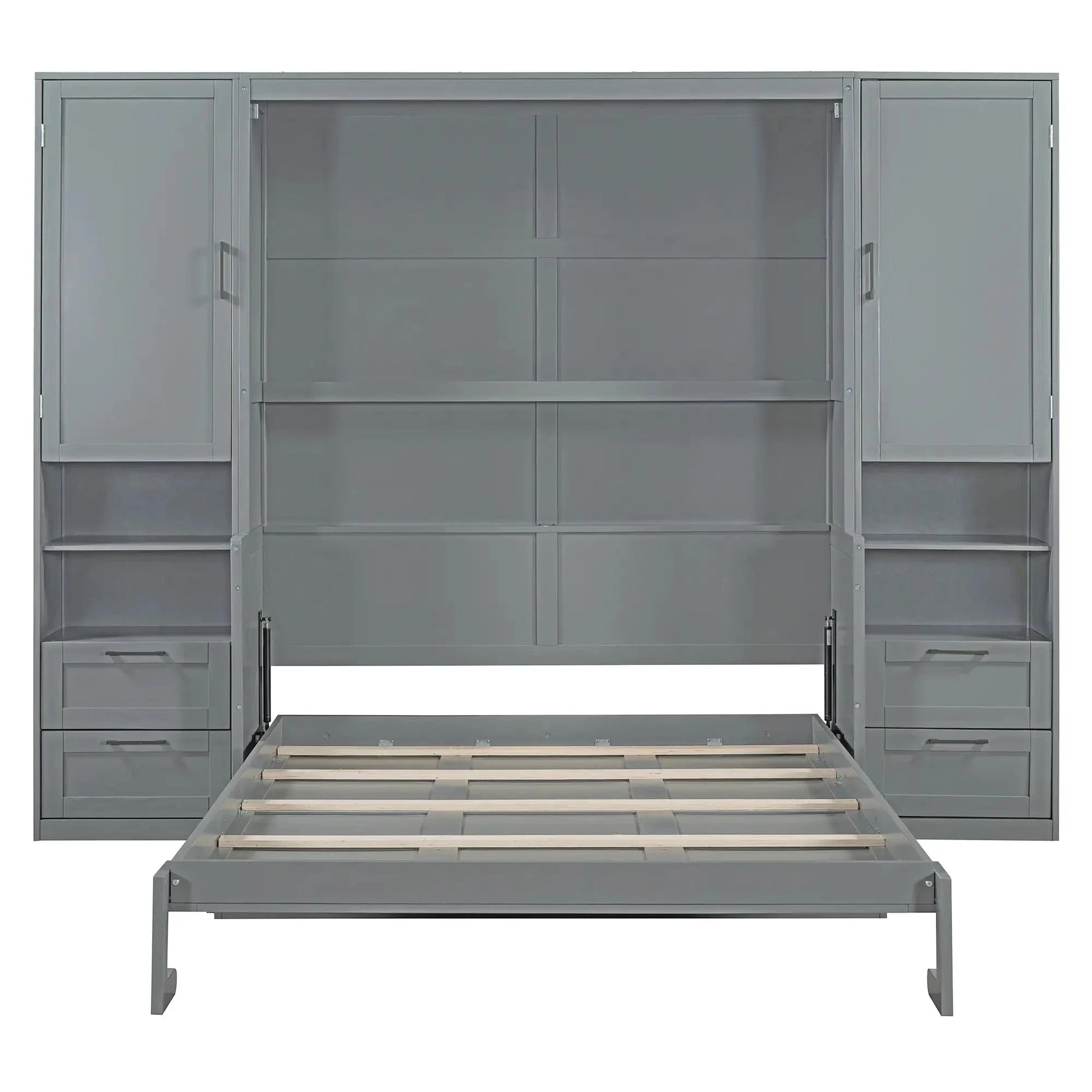 Aosom Murphy Wall Bed Queen Size Murphy Wall Bed with Storage, Drawers and Shelves - Available in 2 Colours