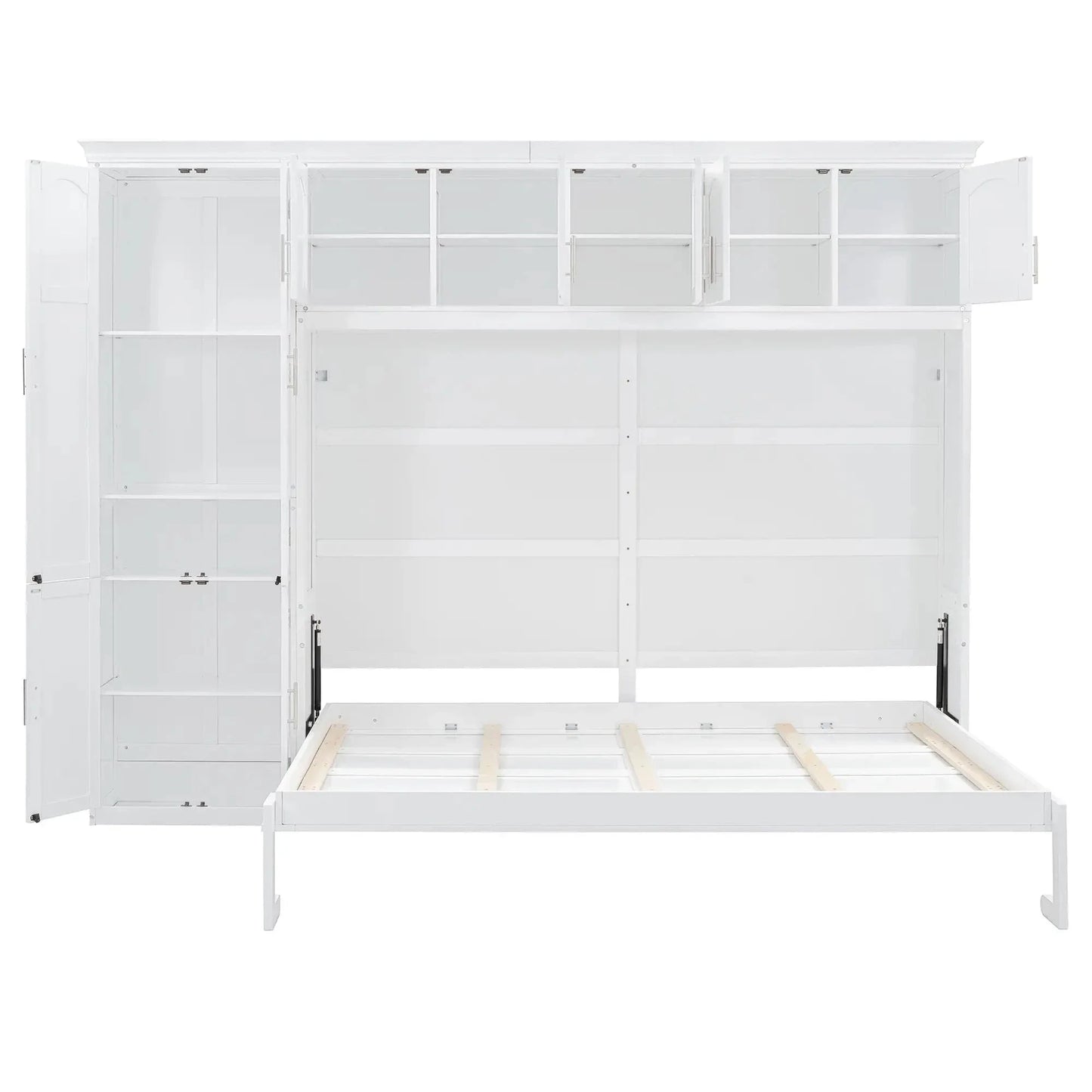 Aosom Murphy Wall Bed White Queen Size Murphy Wall Bed with Storage - Available in 2 Colours
