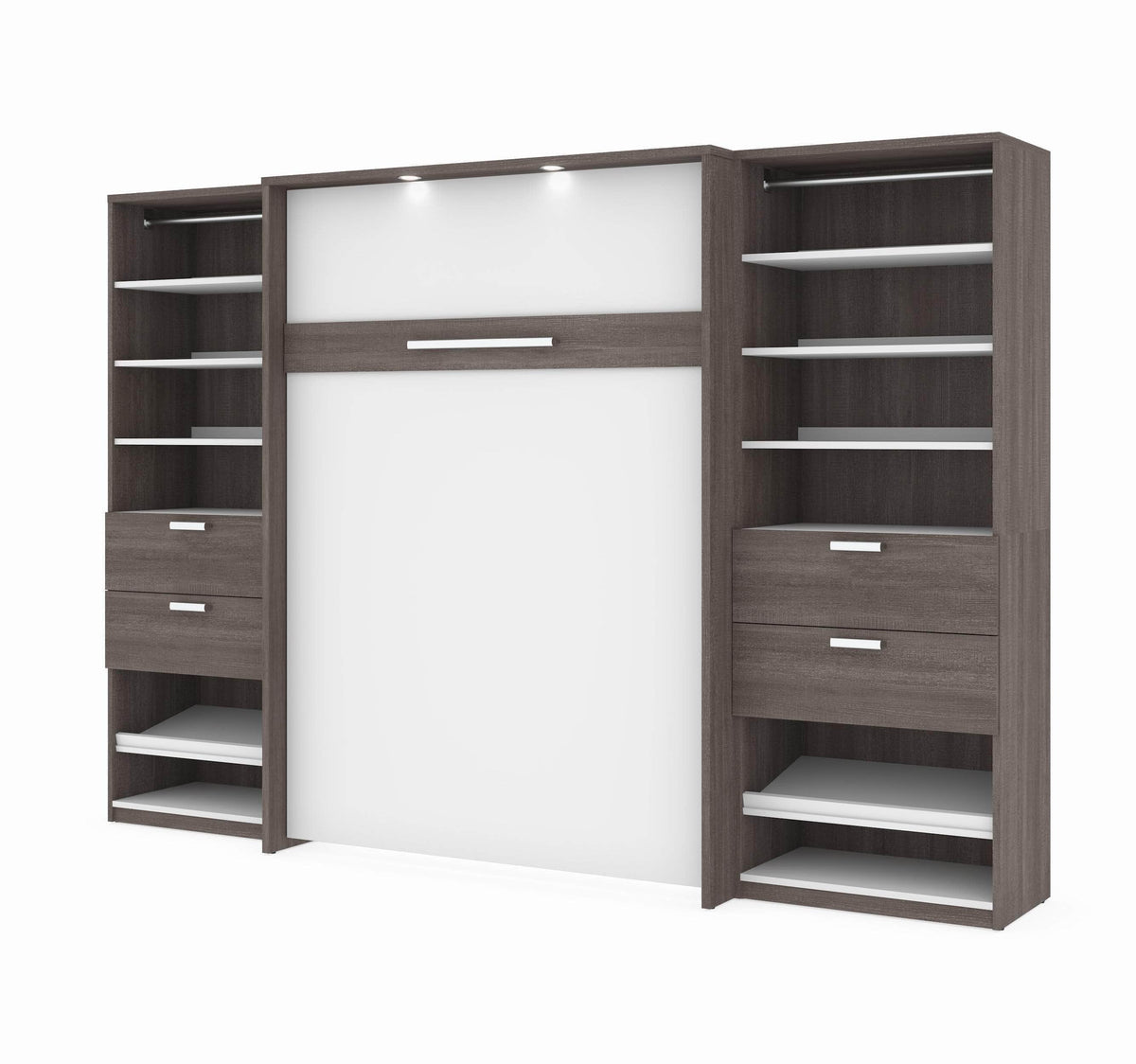Modubox Cielo Full Murphy Wall Bed with 2 Closet Organizers with Drawers, image 11