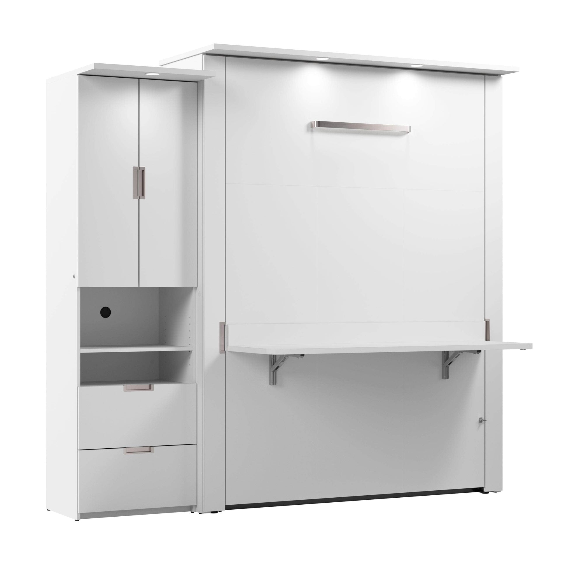 Modubox Murphy Wall Bed Lumina Queen Murphy Bed with Desk and 1 Storage Unit - Available in 2 Colours