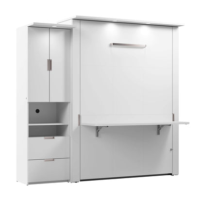 Modubox Murphy Wall Bed Lumina Queen Murphy Bed with Desk and 1 Storage Unit - Available in 2 Colours