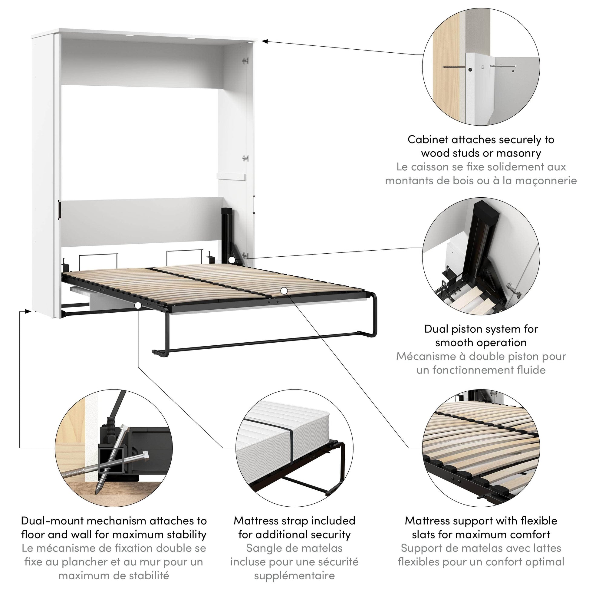 Modubox Murphy Wall Bed Lumina Queen Murphy Bed with Desk - Available in 2 Colours