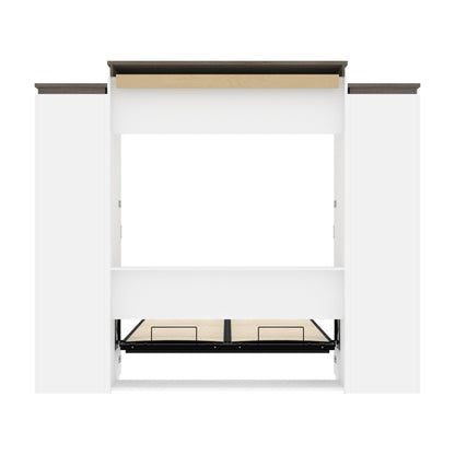 Modubox Murphy Wall Bed Orion 104"W Queen Murphy Wall Bed with 2 Narrow Shelving Units and Drawers - Available in 2 Colours
