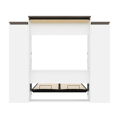 Modubox Murphy Wall Bed Orion 104"W Queen Murphy Wall Bed with 2 Narrow Shelving Units - Available in 2 Colours