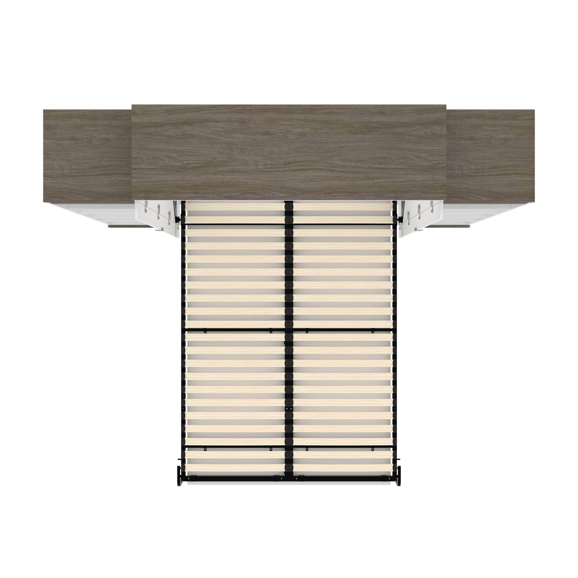 Modubox Murphy Wall Bed Orion 104"W Queen Murphy Wall Bed with 2 Narrow Shelving Units - Available in 2 Colours