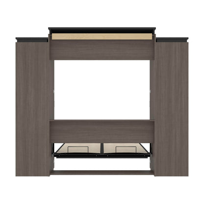 Modubox Murphy Wall Bed Orion 104"W Queen Murphy Wall Bed with 2 Narrow Shelving Units - Available in 2 Colours