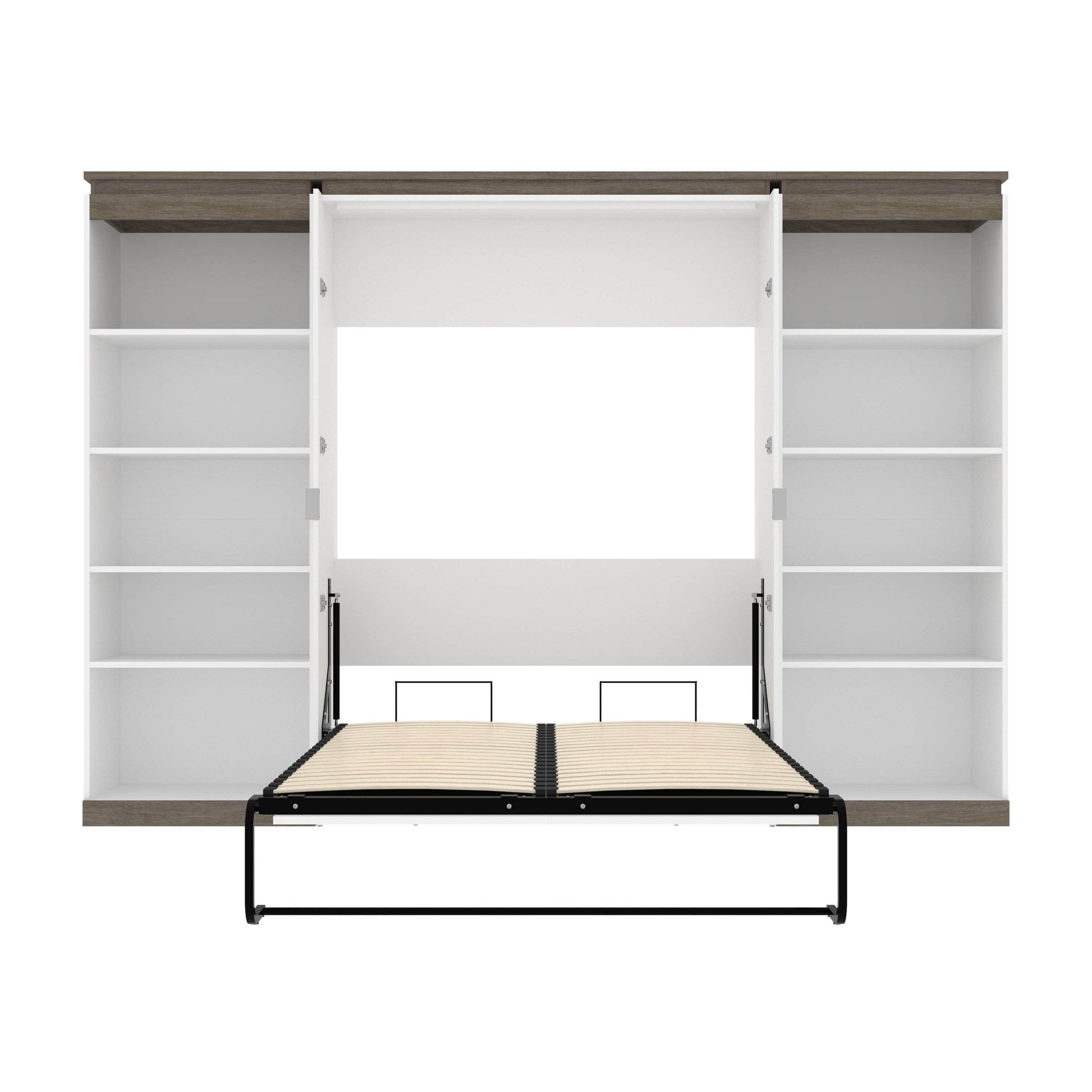 Modubox Murphy Wall Bed Orion 118"W Full Murphy Wall Bed and 2 Shelving Units - Available in 2 Colours