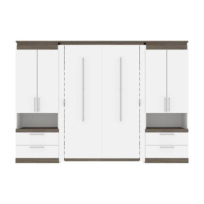Modubox Murphy Wall Bed Orion 118"W Full Murphy Wall Bed with 2 Storage Cabinets and Pull-Out Shelves - Available in 2 Colours