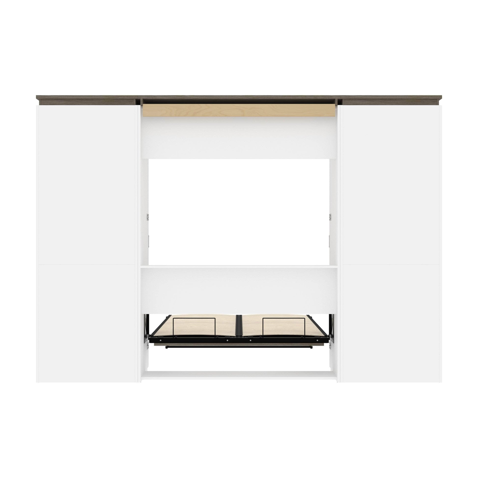 Modubox Murphy Wall Bed Orion 118"W Full Murphy Wall Bed with 2 Storage Cabinets and Pull-Out Shelves - Available in 2 Colours