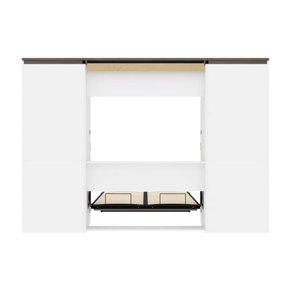 Modubox Murphy Wall Bed Orion 118"W Full Murphy Wall Bed with 2 Storage Cabinets and Pull-Out Shelves - Available in 2 Colours