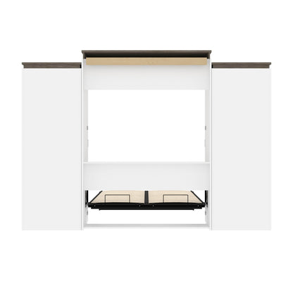 Modubox Murphy Wall Bed Orion 124"W Queen Murphy Wall Bed with 2 Storage Cabinets and Pull-Out Shelves - Available in 2 Colours