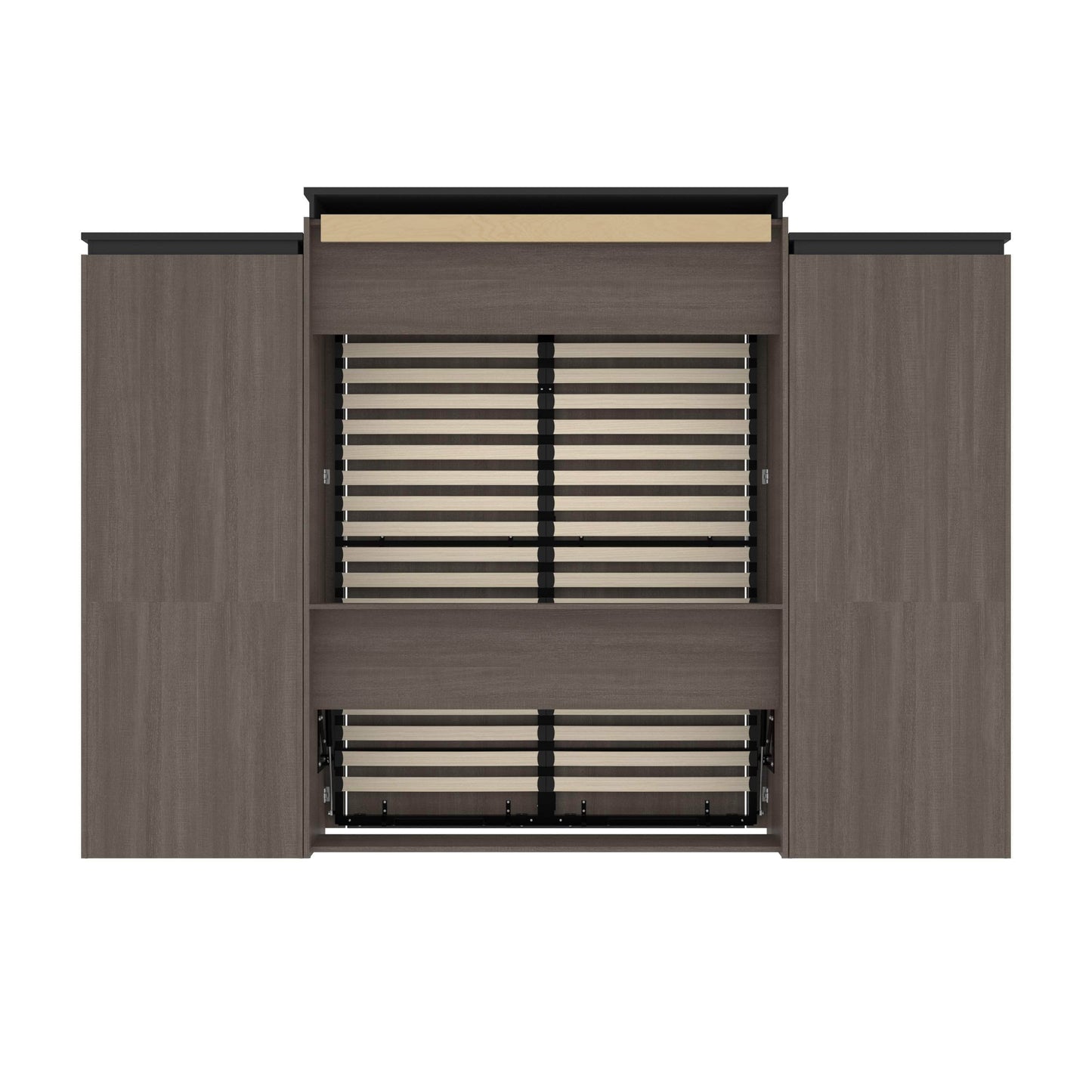 Modubox Murphy Wall Bed Orion 124"W Queen Murphy Wall Bed with 2 Storage Cabinets and Pull-Out Shelves - Available in 2 Colours