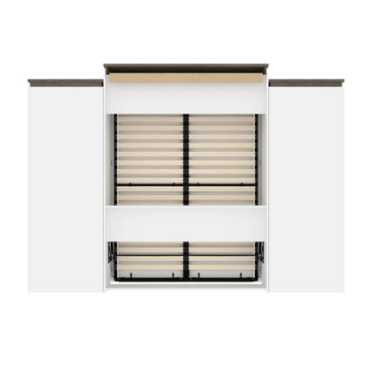 Modubox Murphy Wall Bed Orion 124"W Queen Murphy Wall Bed with 2 Storage Cabinets and Pull-Out Shelves - Available in 2 Colours
