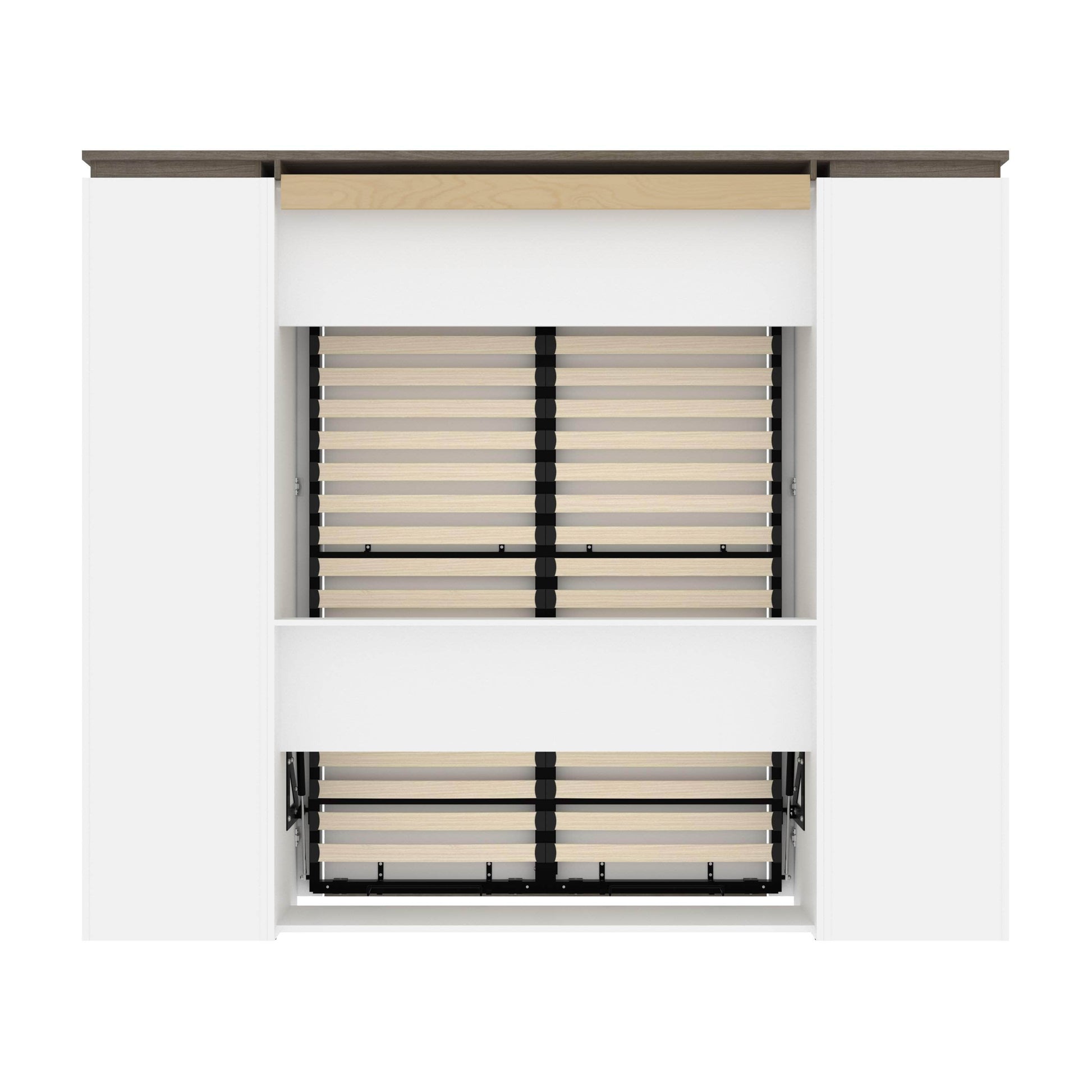 Modubox Murphy Wall Bed Orion 98"W Full Murphy Wall Bed with 2 Storage Cabinets and Pull-Out Shelves - Available in 2 Colours