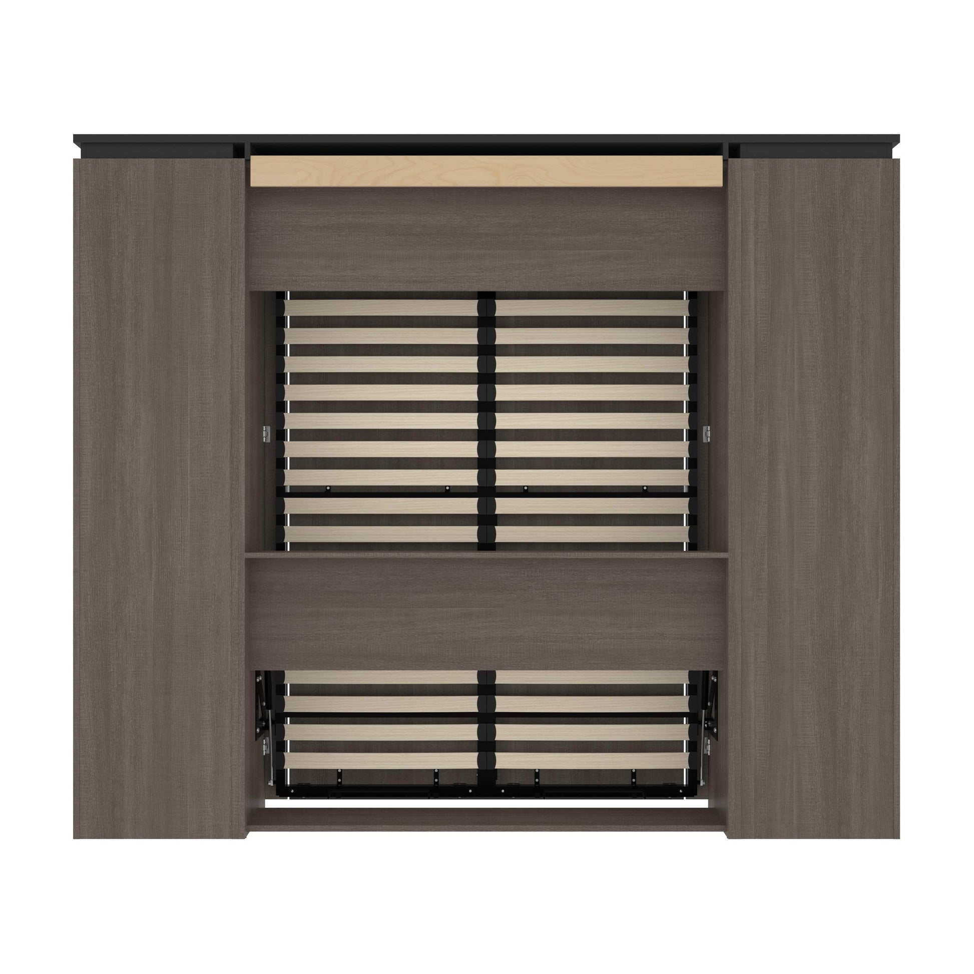 Modubox Murphy Wall Bed Orion 98"W Full Murphy Wall Bed with 2 Storage Cabinets and Pull-Out Shelves - Available in 2 Colours