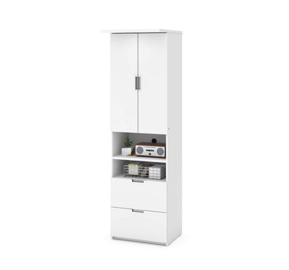 Modubox Murphy Wall Bed White Lumina Full Murphy Wall Bed and 1 Storage Unit (82“) - White