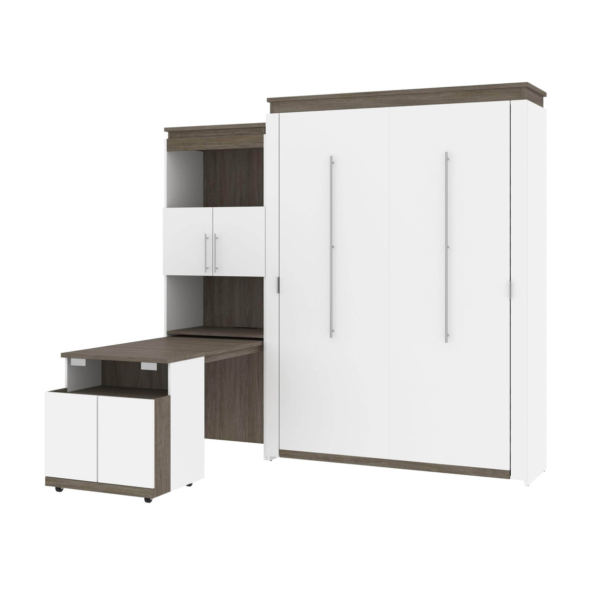 Modubox Orion Queen Murphy Wall Bed and Shelving Unit with Fold-Out ...