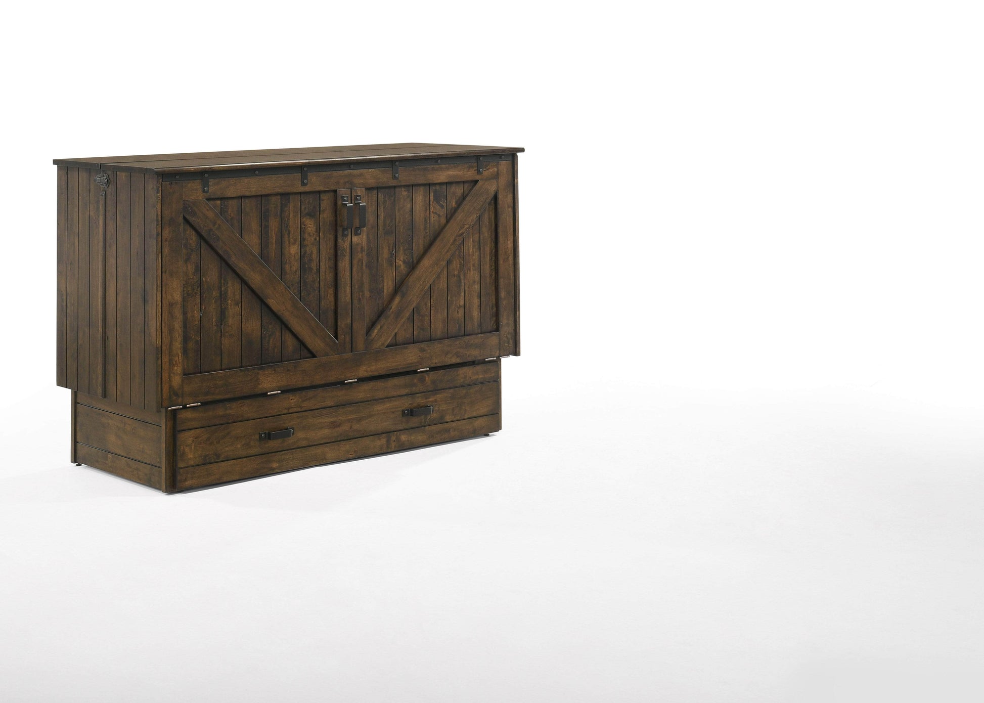 Night and Day Murphy Cabinet Bed Big Sky Murphy Cabinet Bed with Gel Memory Foam Mattress in Wildwood Brown