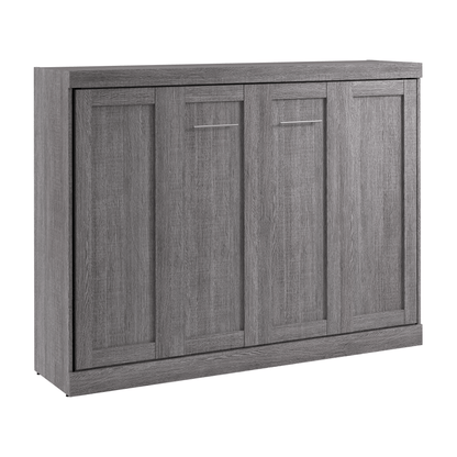 Pending - Modubox Bark Grey Pur 80"W Full Horizontal Murphy Bed - Available in 2 Colours
