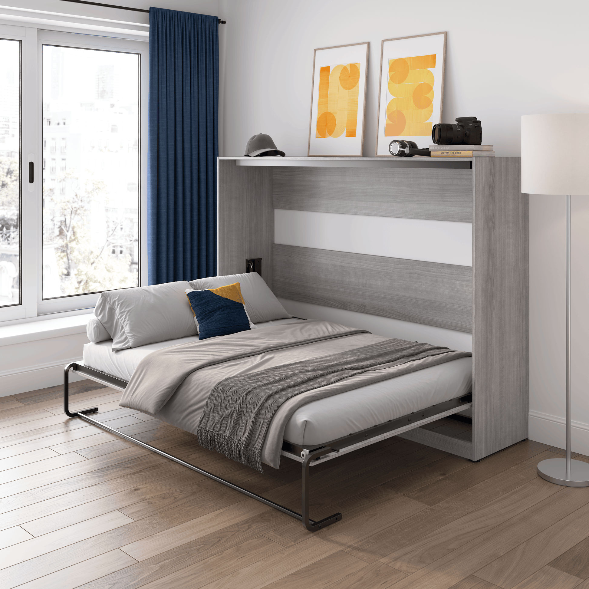 Pending - Modubox Claremont 80"W Full Horizontal Murphy Bed - Available in 2 Colours