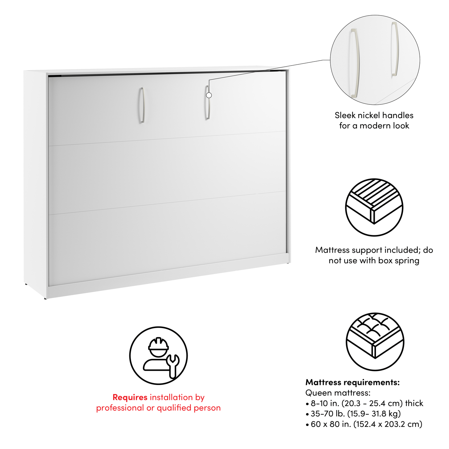 Pending - Modubox Claremont 85"W Queen Horizontal Murphy Bed - Available in 2 Colours