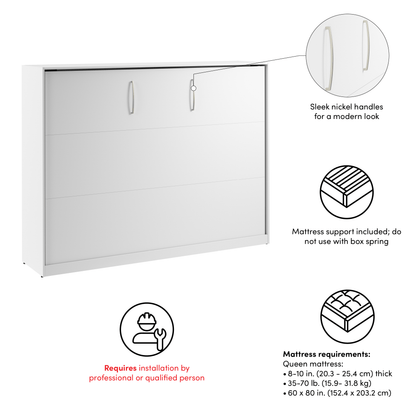 Pending - Modubox Claremont 85"W Queen Horizontal Murphy Bed - Available in 2 Colours