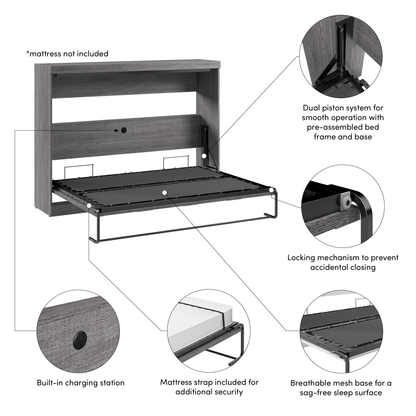 Pending - Modubox Pur 80"W Full Horizontal Murphy Bed - Available in 2 Colours